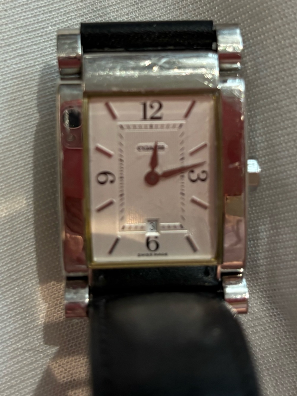 Coach Rectangle Stainless Steel Watch with Black Leather Strap - Picture 12 of 13